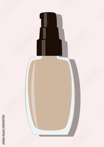 vector illustration of foundation bottle; copy space