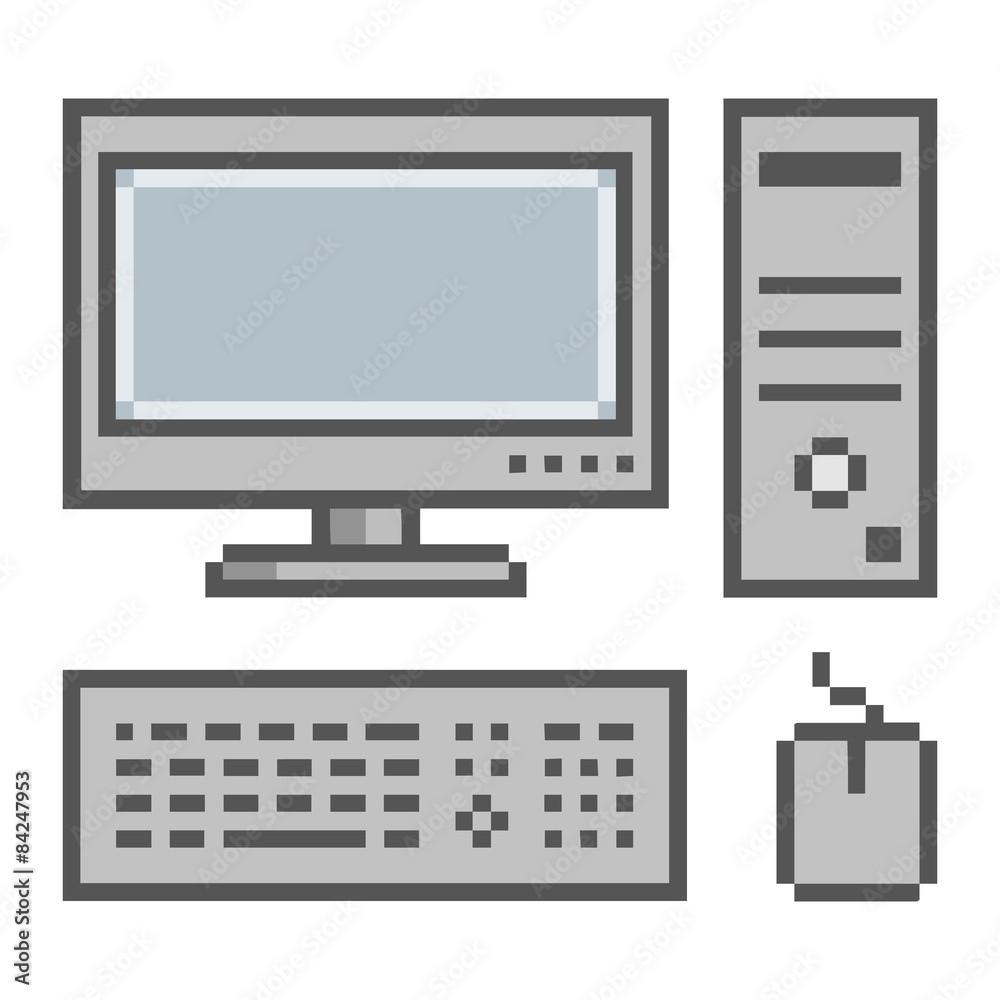 Pixel art computer 8 bit Stock Vector Adobe Stock
