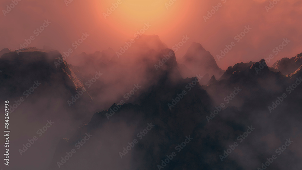 Fototapeta premium Spectacular mountainous landscape at twilight