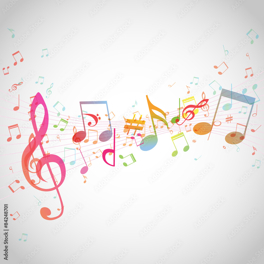 Various music notes on stave, vector Various music notes on stave, vector