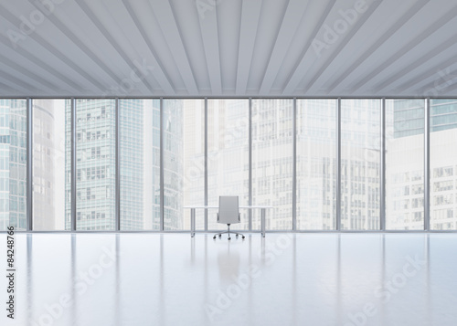 Fotografia A workplace in a modern panoramic office