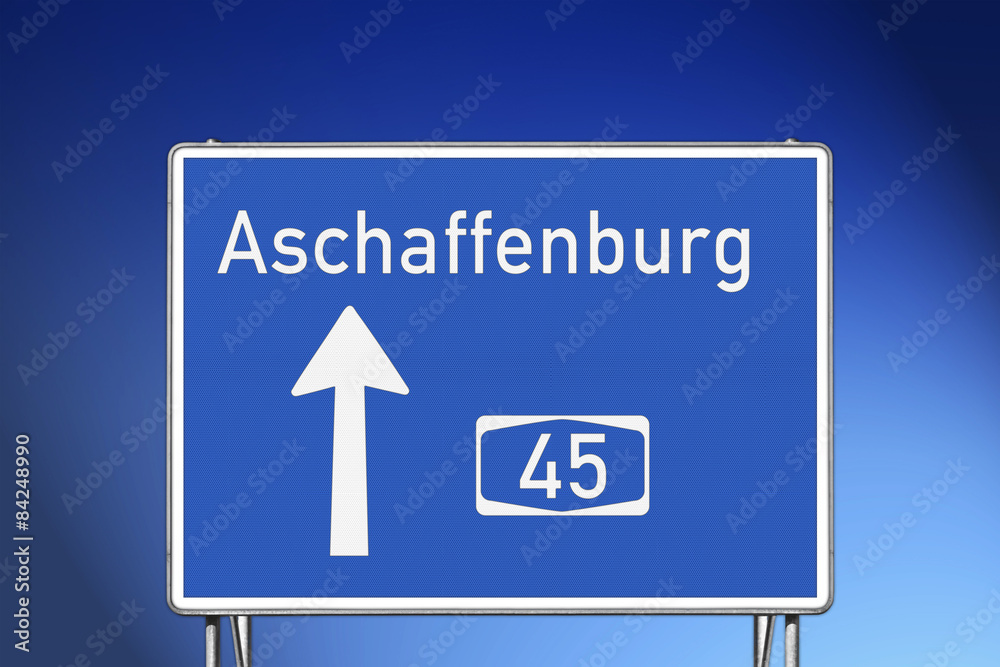 Wegweiser A45, Richtung Aschaffenburg Wegweiser A45, Richtung Aschaffenburg