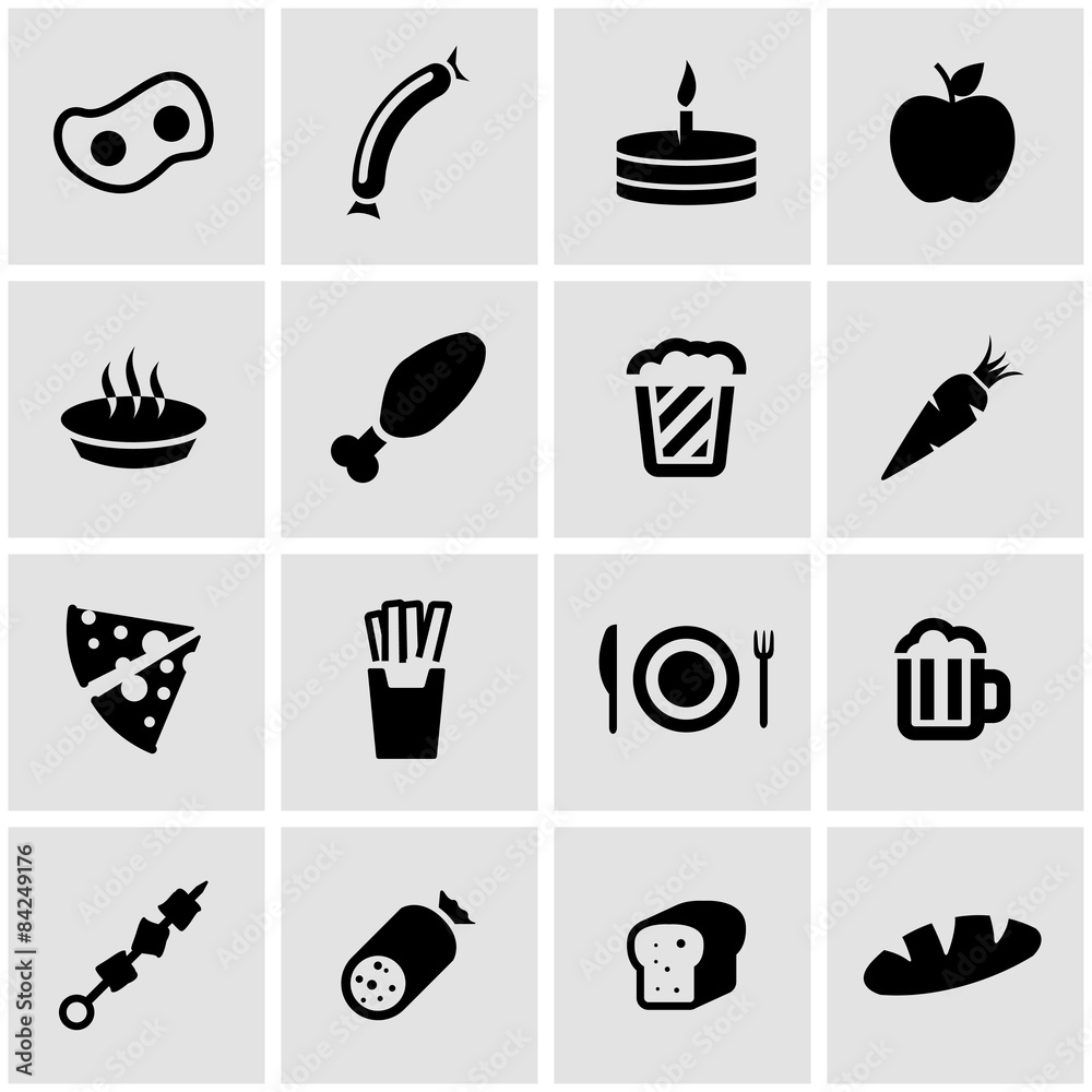 Vector black food icon set
