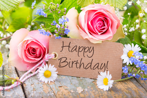 Photography Happy Birthday - Geburtstagskarte mit Blumenstrauß
