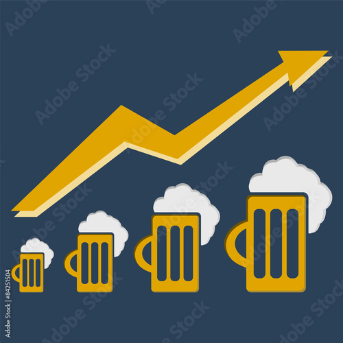 Pictograph of graph, mug of beer