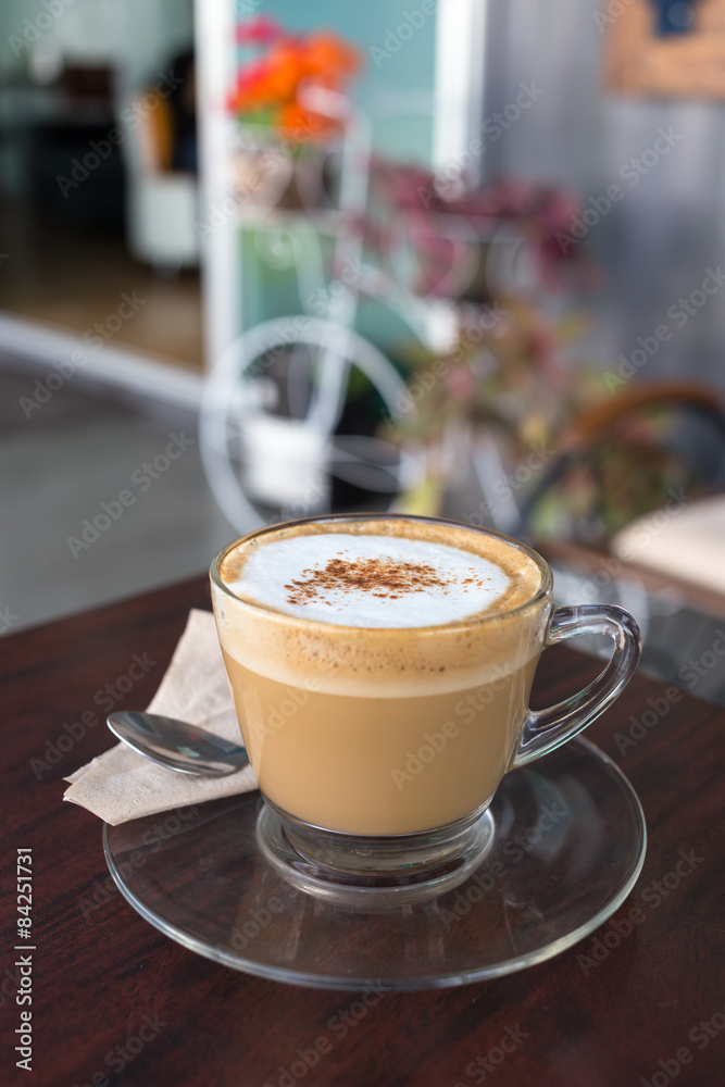 capucino coffee on wood background capucino coffee on wood background