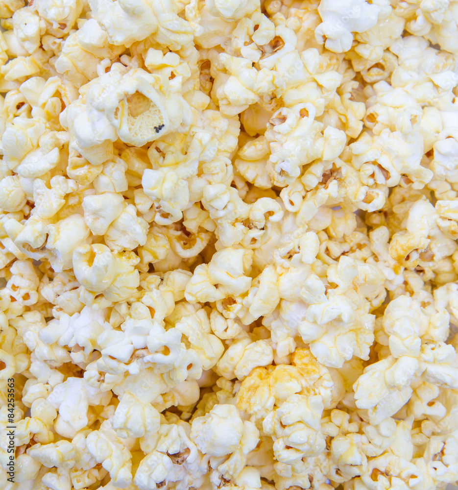 popcorn grains on the white background