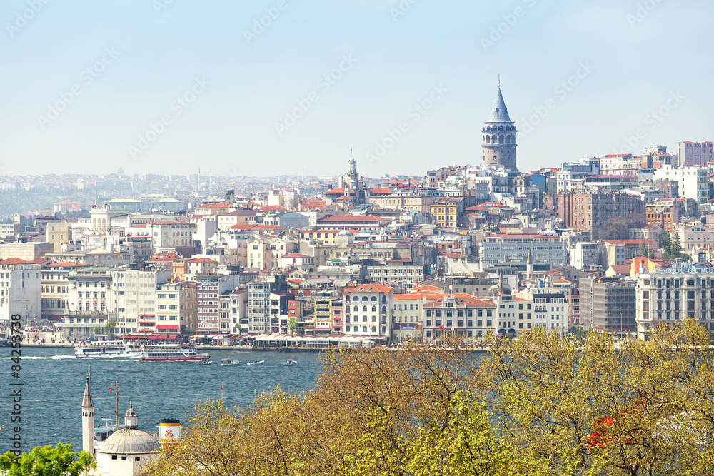 View of the Galata Tower in the Beyoglu district, Istanbul