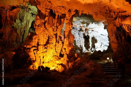 HALONG BAY VIETNAM - March 04, 2015 - Inside "Surprise Cave" in Vietnamese, Ha Long Bay