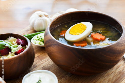 Traditional Russian sorrel soup
