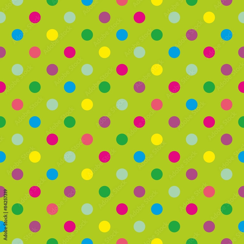 Tile vector pattern with polka dots on green background Tile vector pattern with polka dots on green background