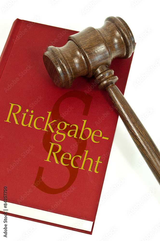 Richterhammer mit Buch und Rückgaberecht