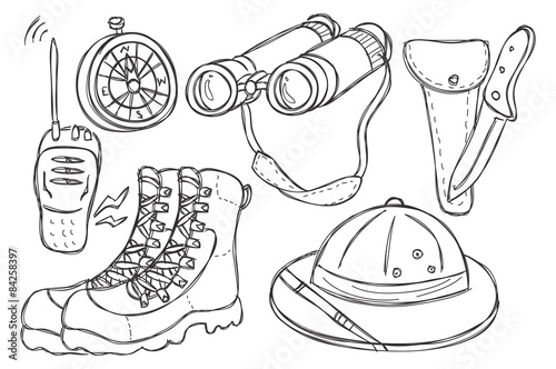 safari equipment doodle