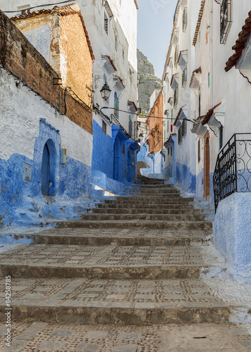 Typical medina street in Chefchaouen, Morocco. © Anette Andersen