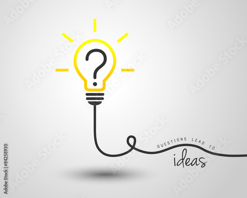 Light bulb with question mark as idea and solution symbol