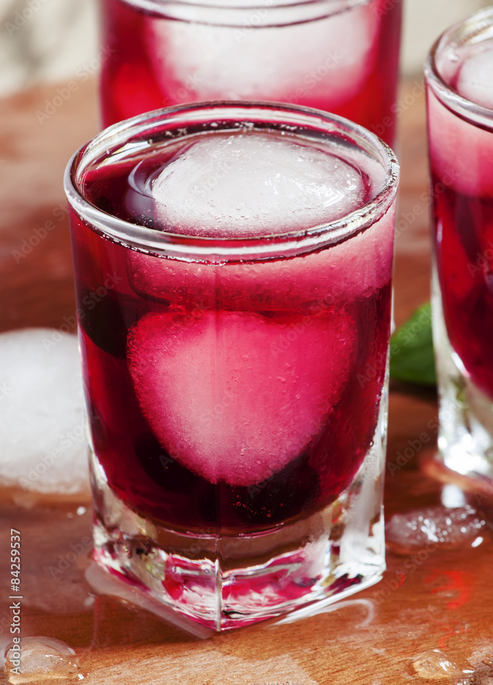 custom made wallpaper toronto digitalRed berry juice with ice in the shape of hearts, selective focus