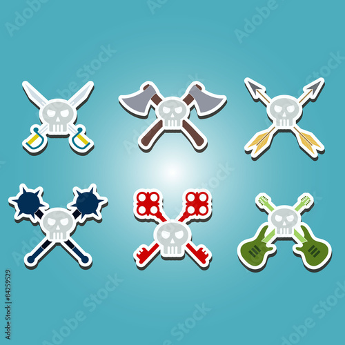 set of color icons with skulls for your design