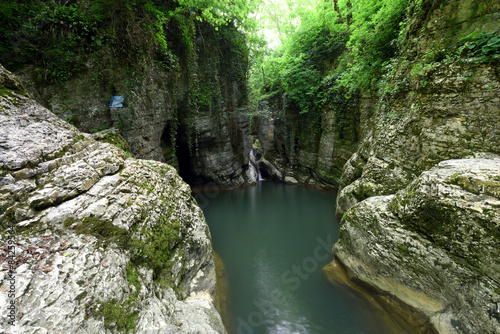 Waterfall on the river Agura. National Park, Sochi, Russia.