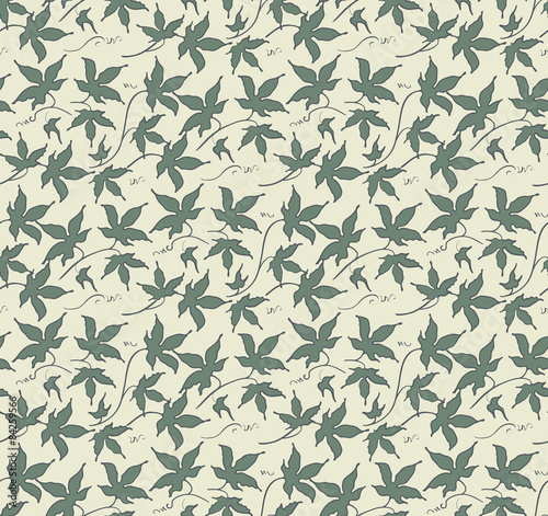 Vintage floral seamless pattern. Classic hand drawn ivy leaves