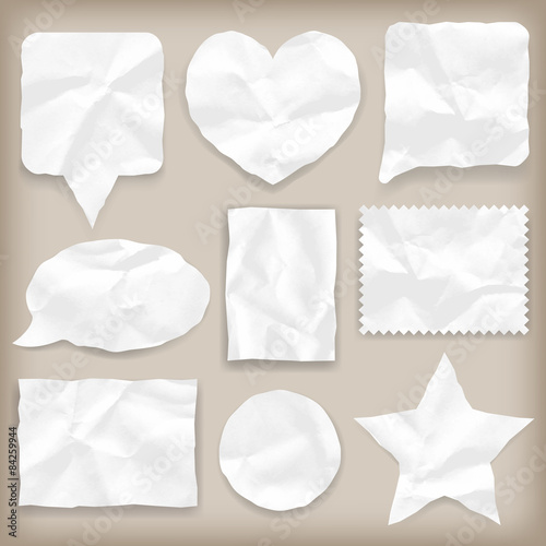 Labels or symbols of white crumpled paper