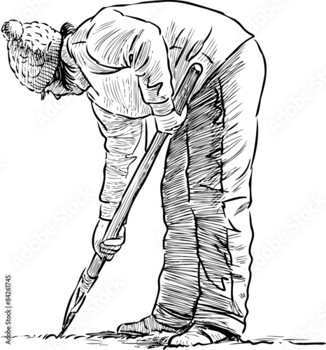gardener working on the lawn