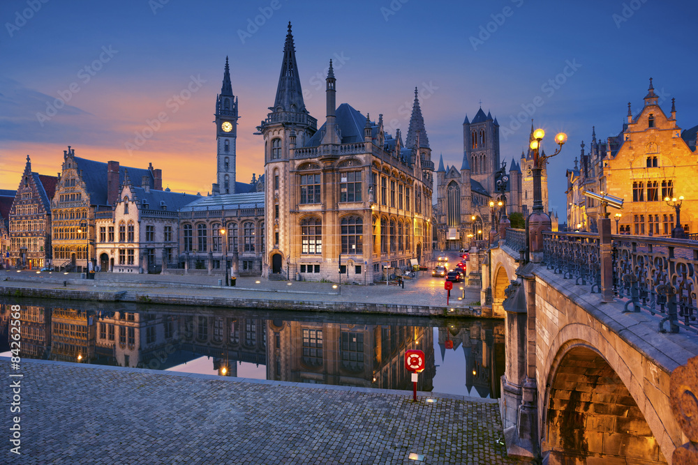Ghent. Image of Ghent, Belgium during sunset.