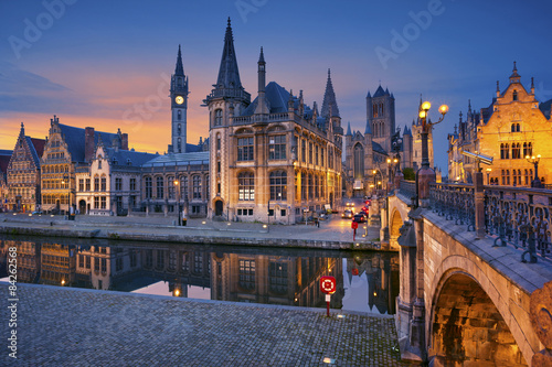 Ghent. Image of Ghent, Belgium during sunset. photo