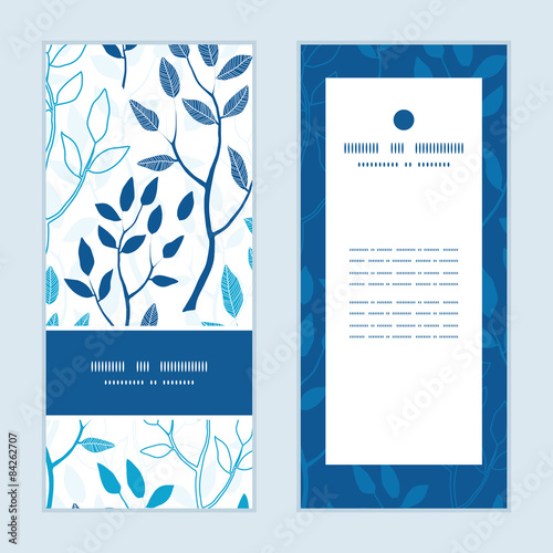 Vector blue forest vertical frame pattern invitation greeting