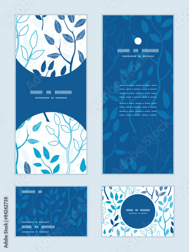 Vector blue forest vertical frame pattern invitation greeting