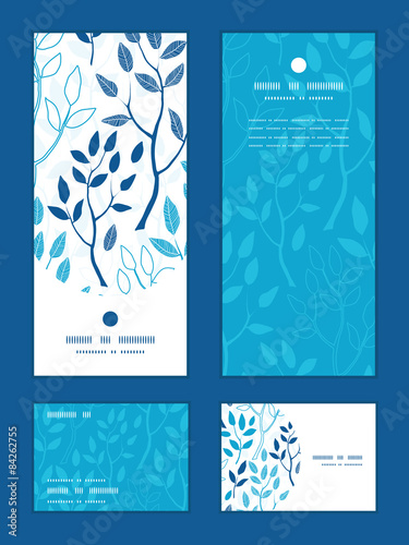 Vector blue forest vertical frame pattern invitation greeting