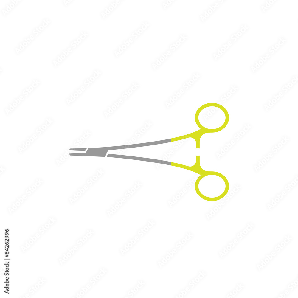 Flat Icon of Orthopedic Needle Holder Isolated on White Flat Icon of Orthopedic Needle Holder Isolated on White