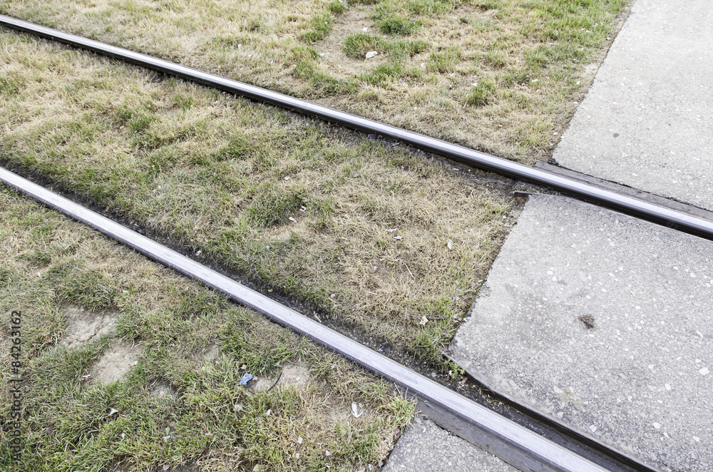 Railroad tracks in the city Railroad tracks in the city