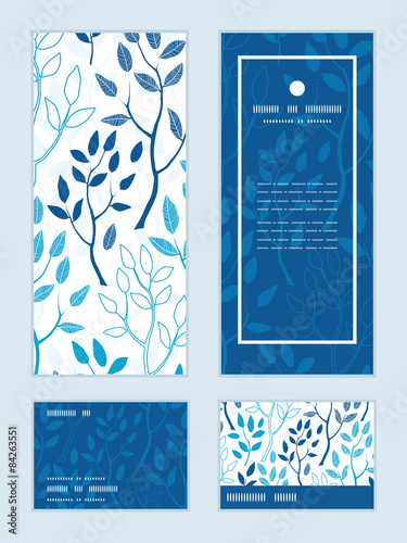 Vector blue forest vertical frame pattern invitation greeting