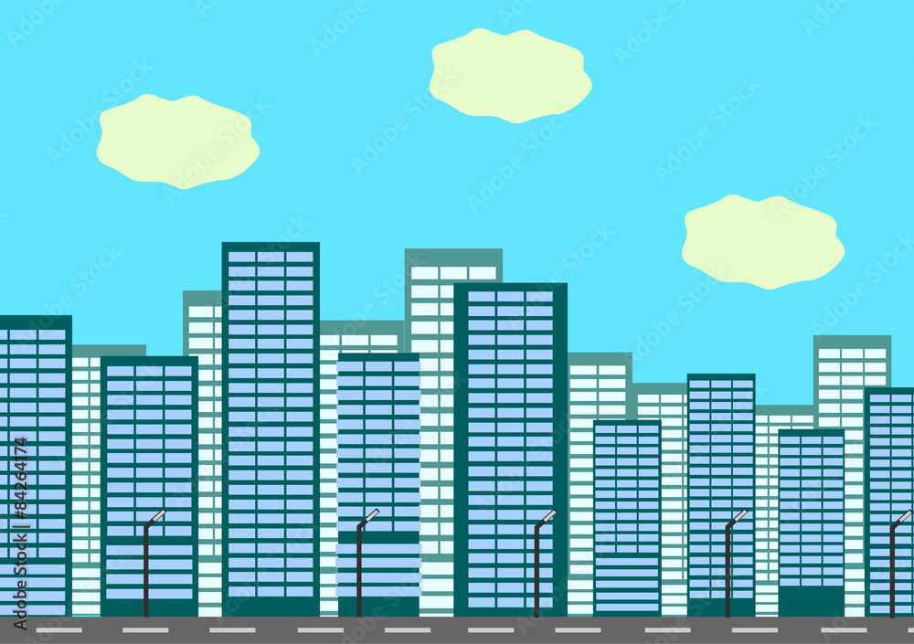 Vector illustration. Flat Cityscape.