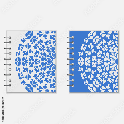 Two blue and white notebook covers design