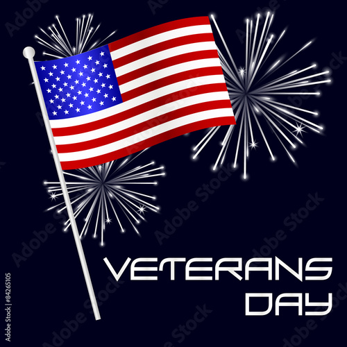 american veterans day celebration with flag and fireworks eps10