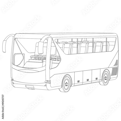 Big Bus, close-up, contour on a white background
