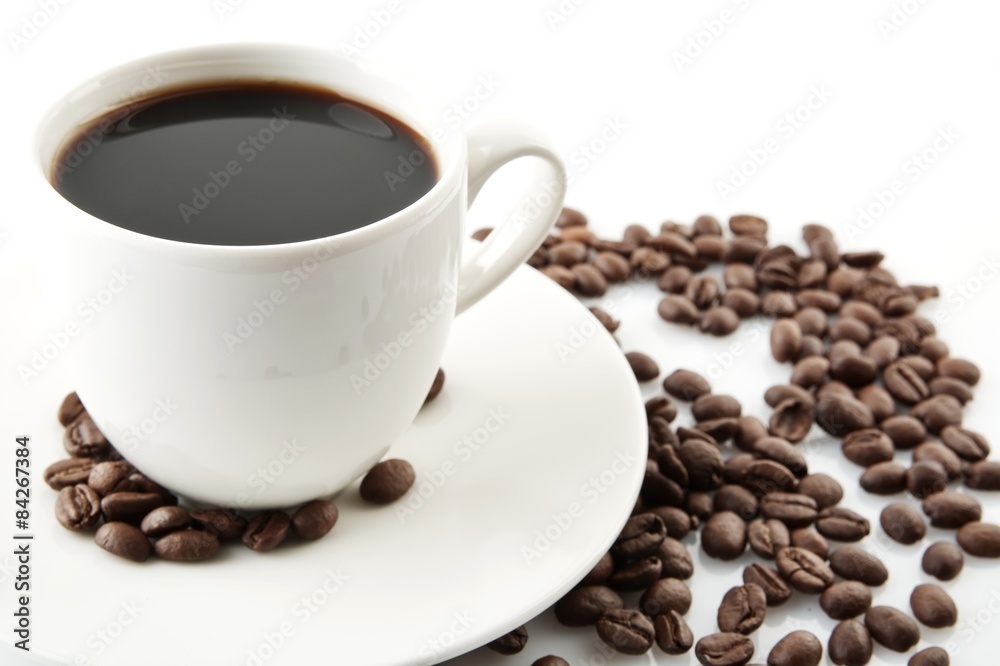Cup of coffee with saucer at breakfast Cup of coffee with saucer at breakfast