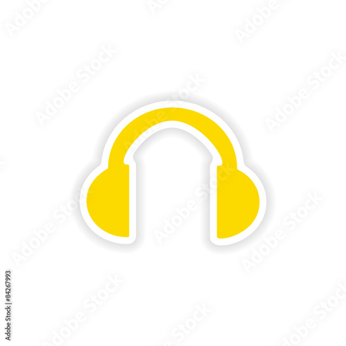 icon sticker realistic design on paper headphones