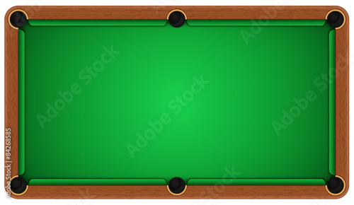 Empty billiard table on a white background