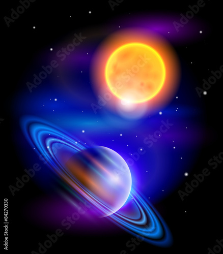 Magic Space - Sun and Saturn, planets, stars and constellations