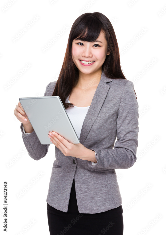 Asian businesswoman use of tablet Asian businesswoman use of tablet