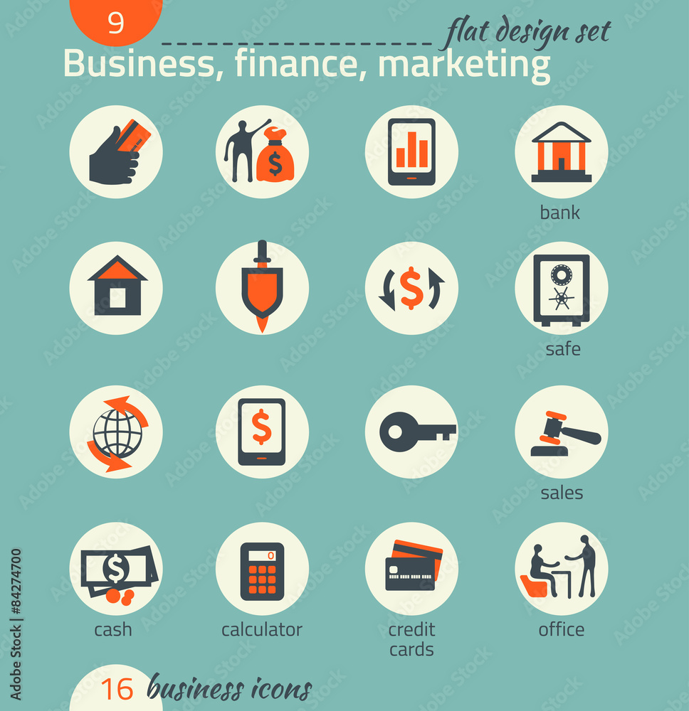 Business icon set. Software and web development, marketing, e-co Business icon set. Software and web development, marketing, e-co