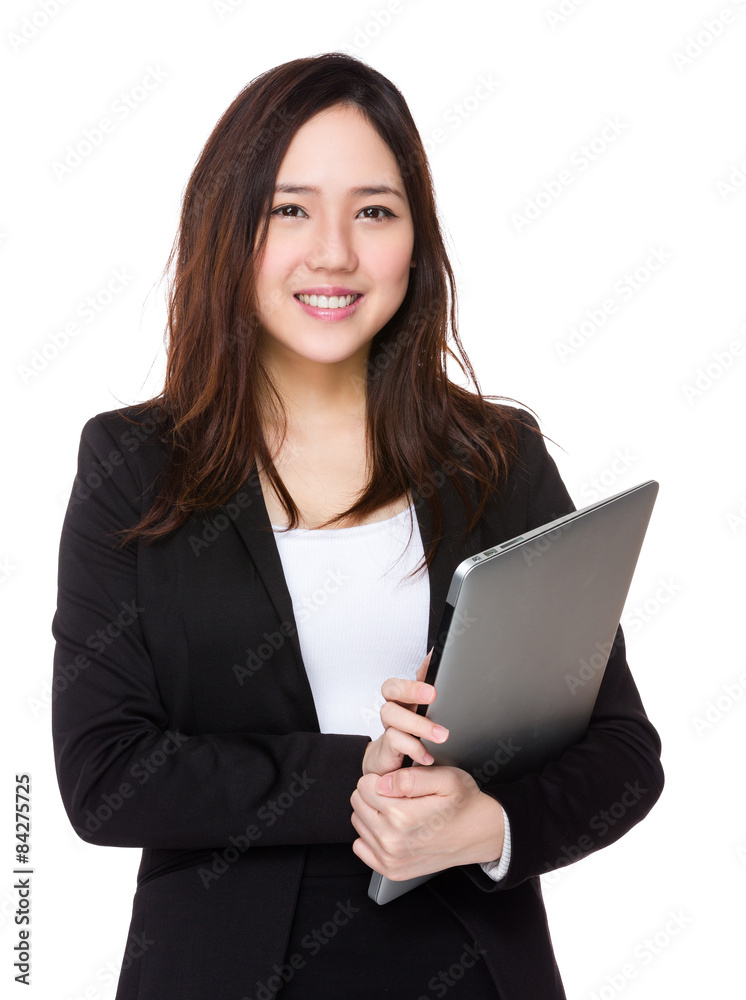 Businesswoman hold with laptop computer Businesswoman hold with laptop computer