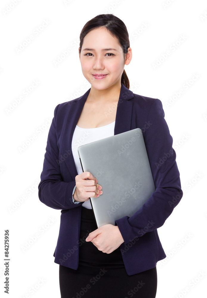 Young businesswoman hold with laptop computer Young businesswoman hold with laptop computer