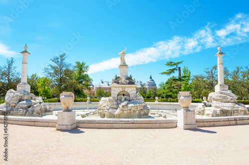 Hercules monument.Ornamental fountains of the Palacio Real