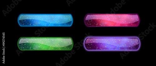 Space buttons with stars and dark matter imagery.