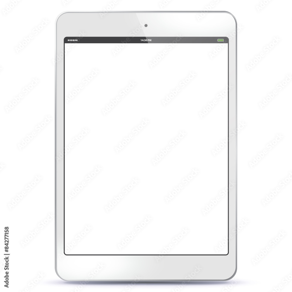 White Tablet PC Vector illustration with blank screen. EPS10.