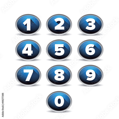 Number set vector blue