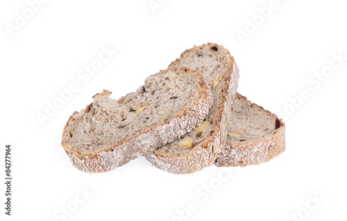 Sliced  brown bread isolated on white.